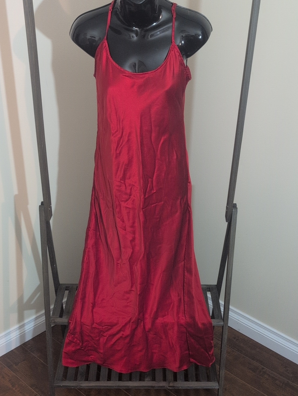 Marilyn Monroe By Warners | Vintage Silk Slip Maxi Dress in Red Long Slit